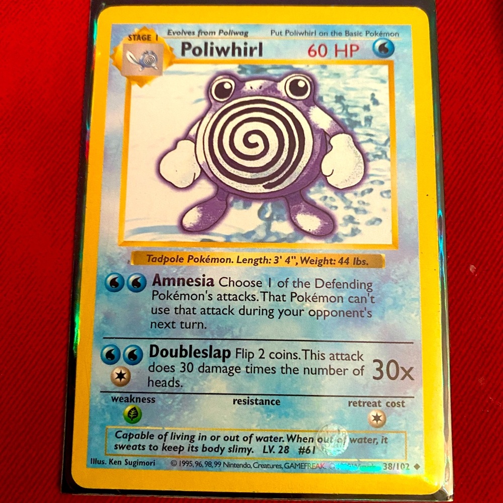 Pokémon 1999 shadowless poliwhirl near mint